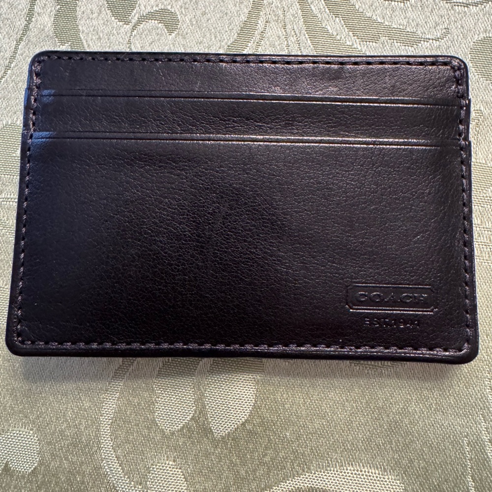 Coach Black Leather Key Card Holder